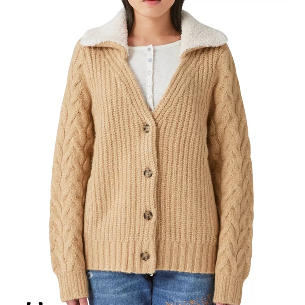 Lucky Brand Cable Knit Beige Cardigan